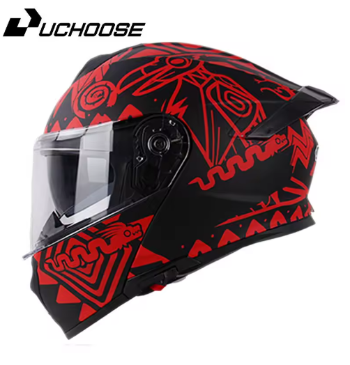 Full Face Flip-Up Motorcycle Helmet – DOT Approved, Double Sun Visor for Men & Women